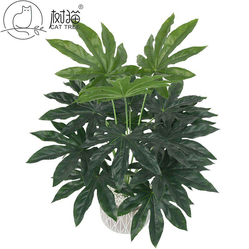 18叶仿真绿植盆栽盆景植物大叶绿萝假花龟背叶手感八角金盘出货快