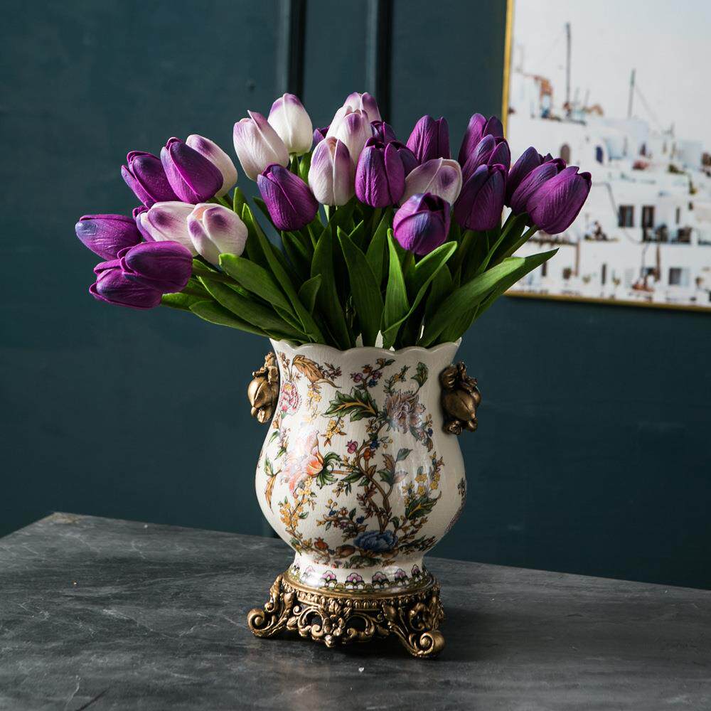 复古高端陶瓷花瓶欧式青花瓷轻奢客厅高级新中式花盆插花美式摆件