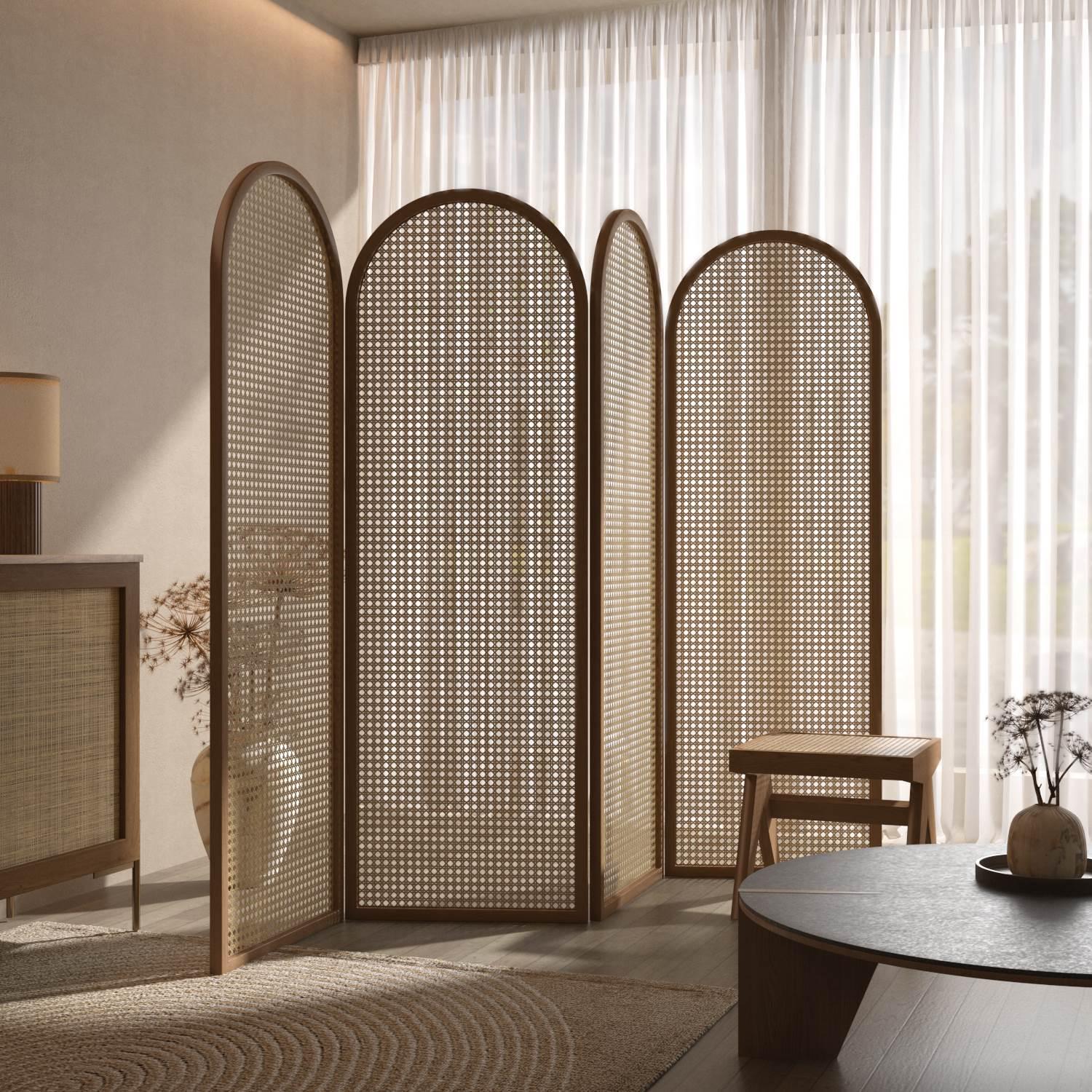 北欧日式实木藤编折屏遮挡隔断名宿酒店办公室可折叠简约移动屏风