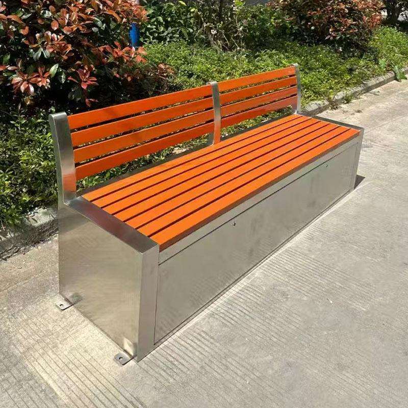 靠背扶手工具箱学校座椅庭院防水长条凳公园长椅广场室外环卫坐凳