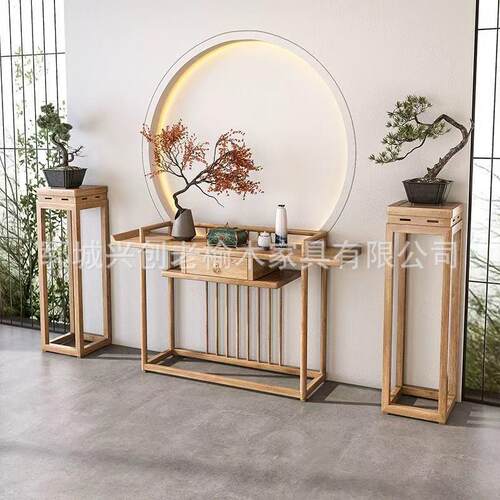 新中式玄关桌子老榆木条案入户玄关柜靠墙条几端景台客厅花几
