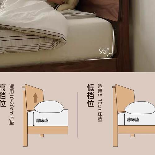 床实木床现代简约床1.5m家用胡桃色单人床1.8m主卧橡木床双人床架