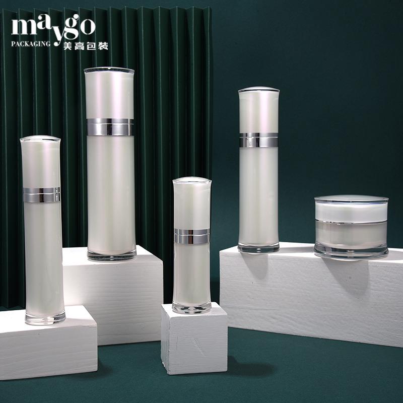 现货50G120ML膏霜乳液瓶幻彩珠光白韩版瓶化妆品瓶子套装亚克力瓶