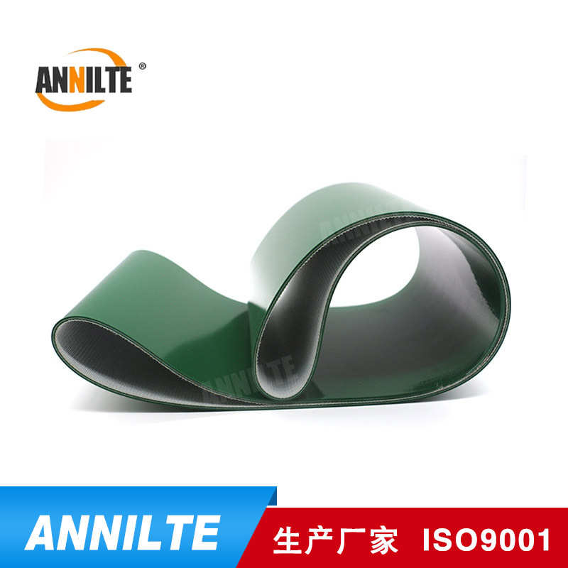 山东安耐防静电墨绿色PVC平面传送带绿色平皮带定制输送带