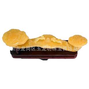 摆件饰玉黄玉吉祥如意摆件天然摆 批发如意米二龙戏珠家居坊玉龙