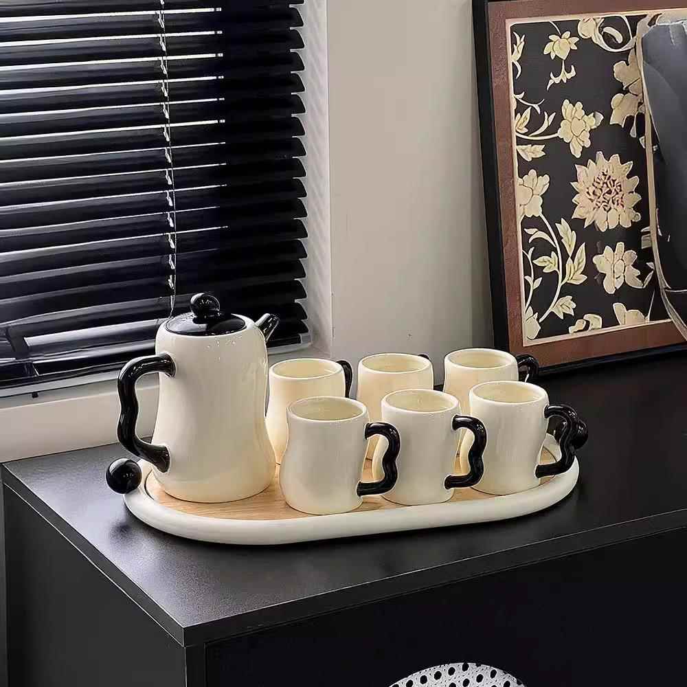 轻奢风陶瓷冷水壶扭扭水杯家用套装高级感酒吧名宿凉水壶组合