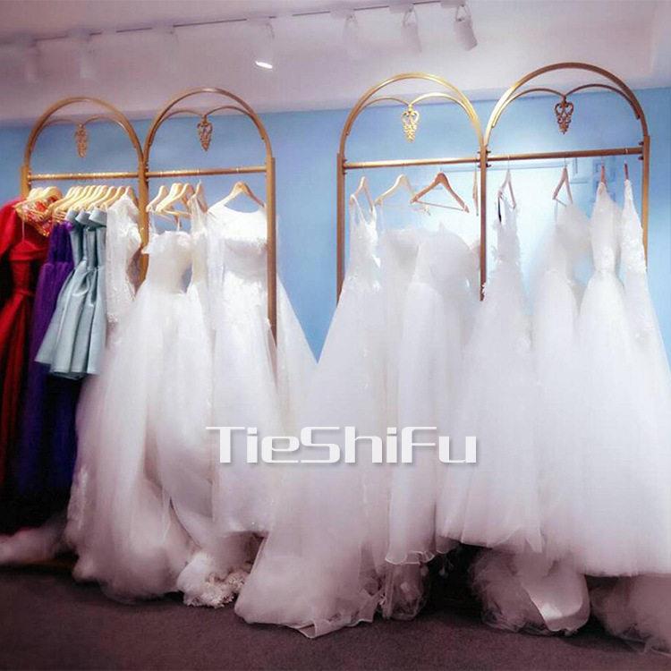 欧式铁艺婚纱架影楼货架服装店落地衣服架挂婚纱架子室挂衣架