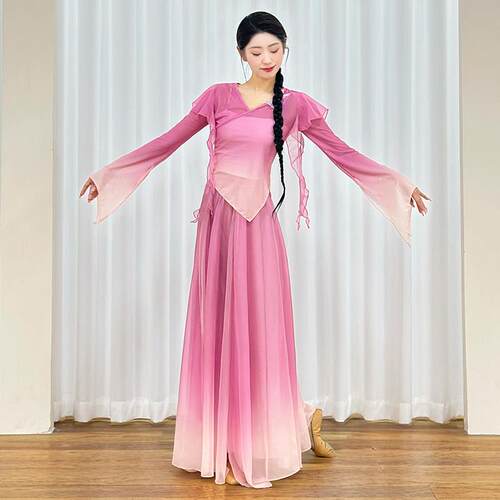 古典舞演出服女仙气渐层身韵纱衣练功服中国舞表演服艺考舞蹈服装