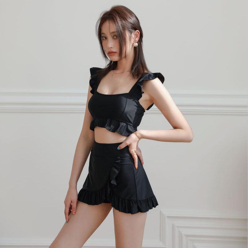 分体泳衣女裙式保守高腰2022新款韩版小清新外贸泡温泉度假游泳衣
