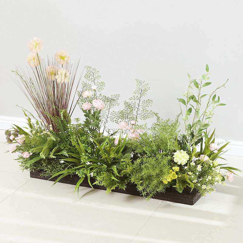 仿真绿植造景套装餐厅隔断店面园景花卉布置墙角花槽花箱植物花艺