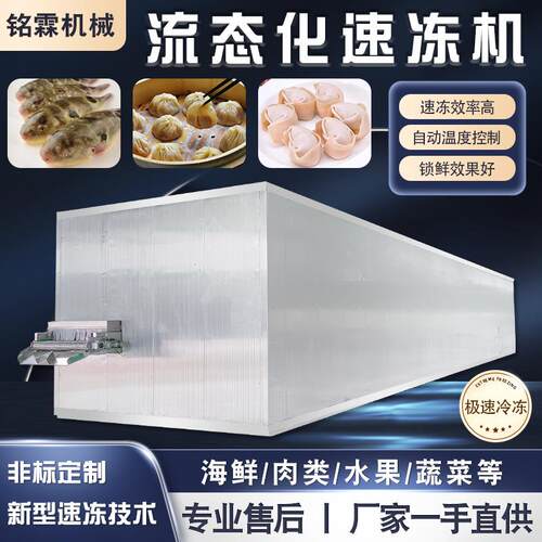 鲤鱼草鱼速冻设备 面包蟹海参流态化速冻机 千层蛋糕速冻流水线