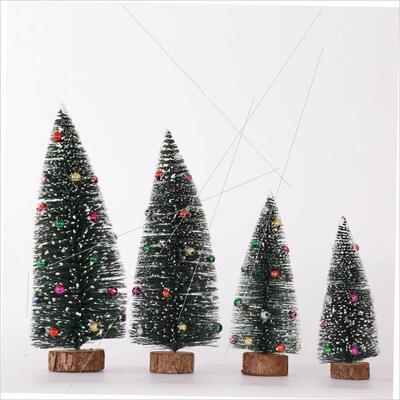 Christmas flocking and beaded mini Christmas tree ornament