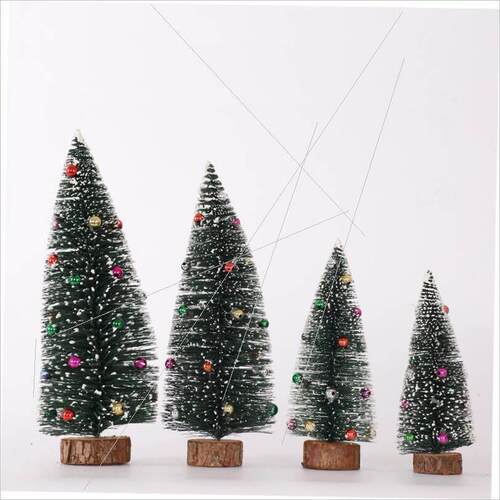 Christmas flocking and beaded mini Christmas tree ornament