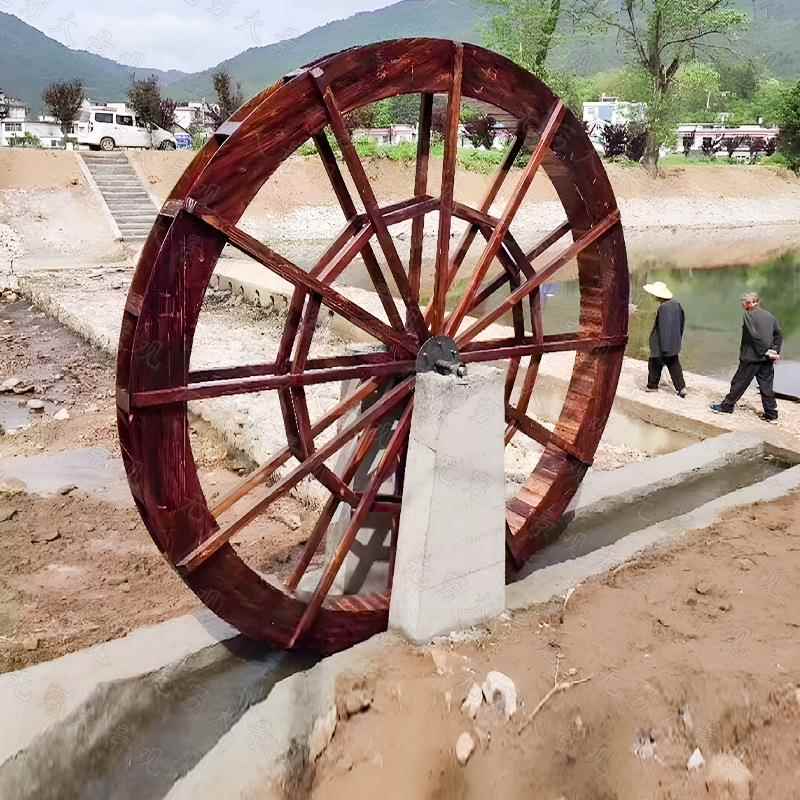 防腐车木水车景子龙骨实木钢结f1215-1构观仿木纹园林母沟渠湿地