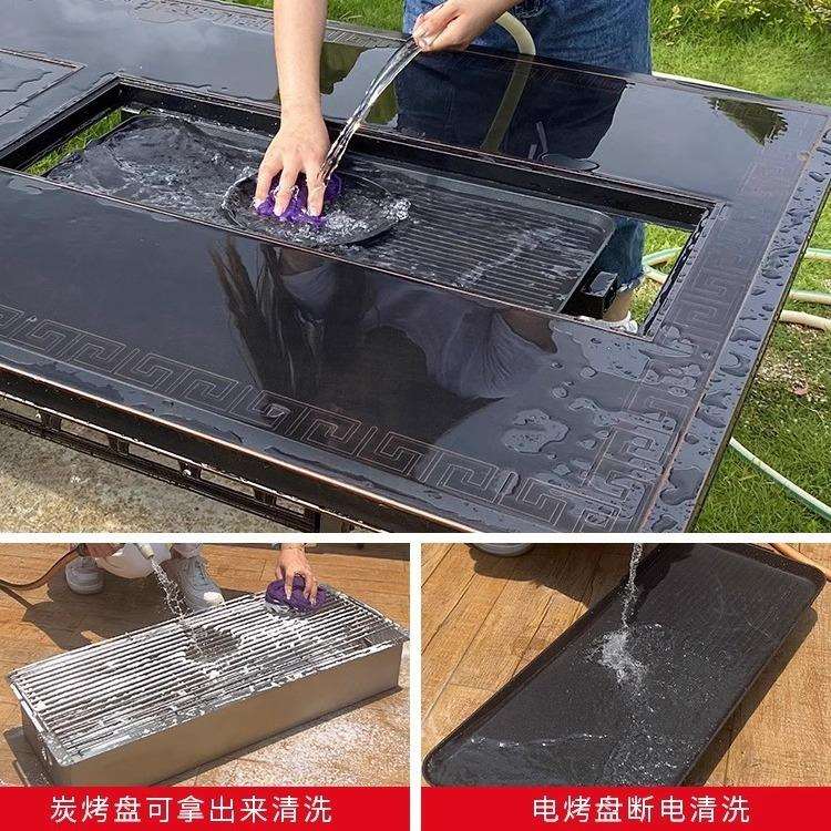 户外桌椅庭院铸铝烧烤桌别墅阳台花园家用电碳桌椅组合铁艺长餐桌