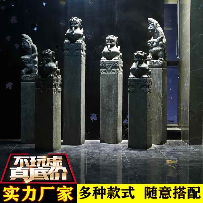 拴马桩石雕仿古拴马石柱青石石狮子貔貅麒麟四神兽门墩栓马桩装饰