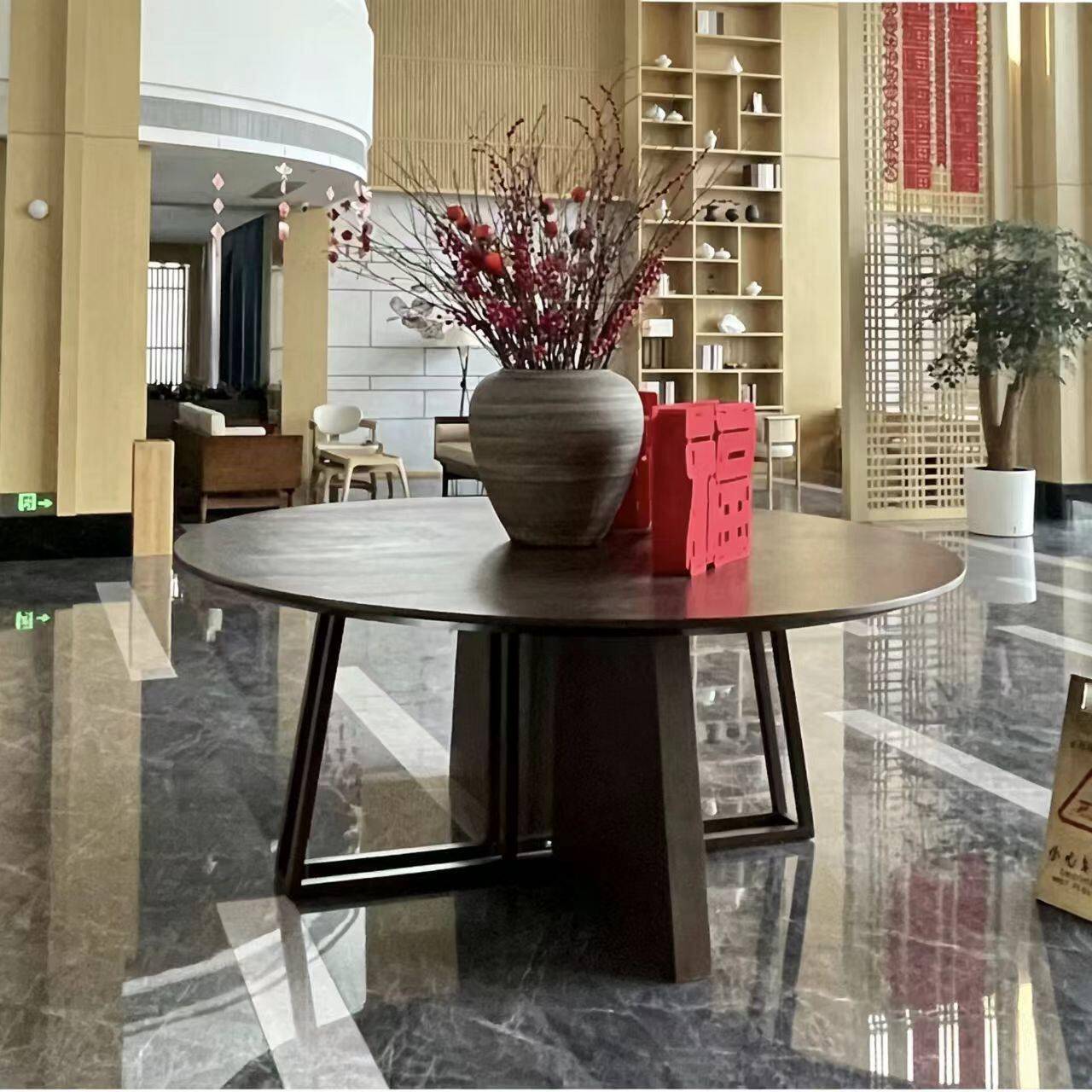 酒店大堂端景台花台售楼处宾馆会所大厅花艺装饰玄关展示台大圆桌
