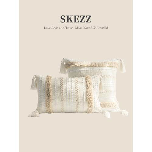 棉麻客厅沙发枕头民宿样板间装饰垫套卧室床边凸窗小睡腰枕手枕