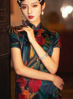 老上海旗袍2025年新款改良版年轻款少女覆古民国风长款气质中国风