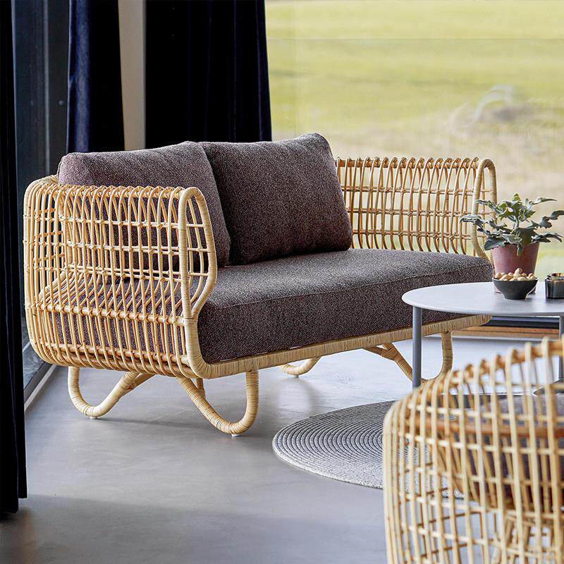 户外藤沙发组合庭院花园阳台休闲床和早餐藤椅双人咖啡桌三人防水