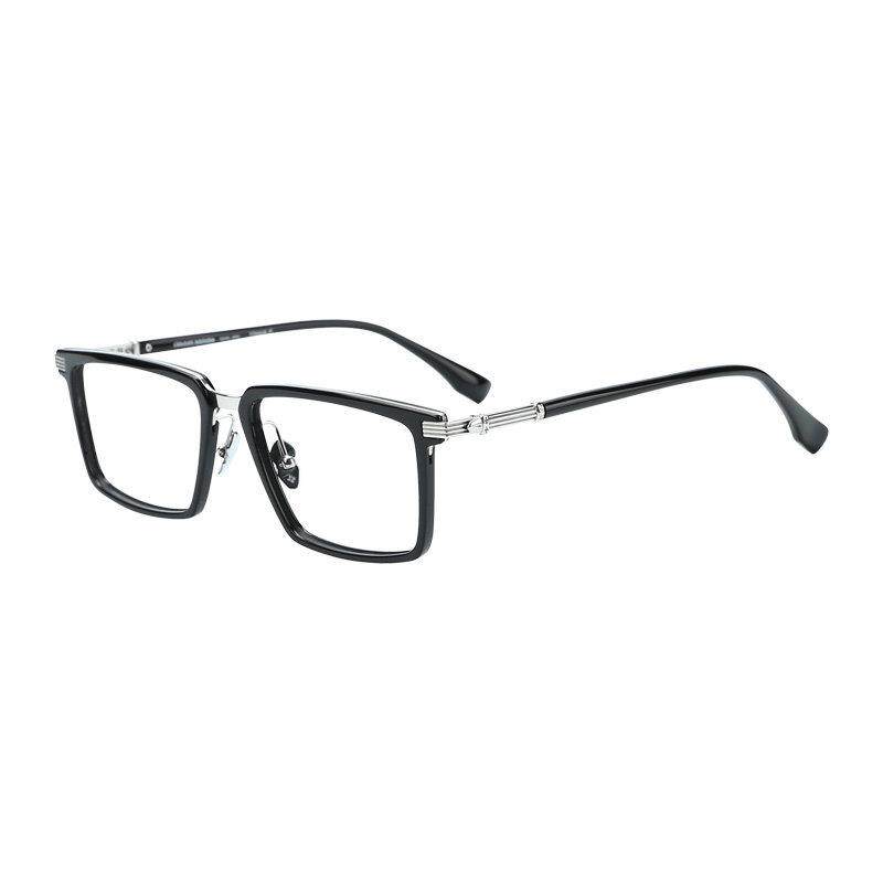 木川眼镜框男近视大脸方框覆古眼镜架板材纯钛雕花网上可配度数
