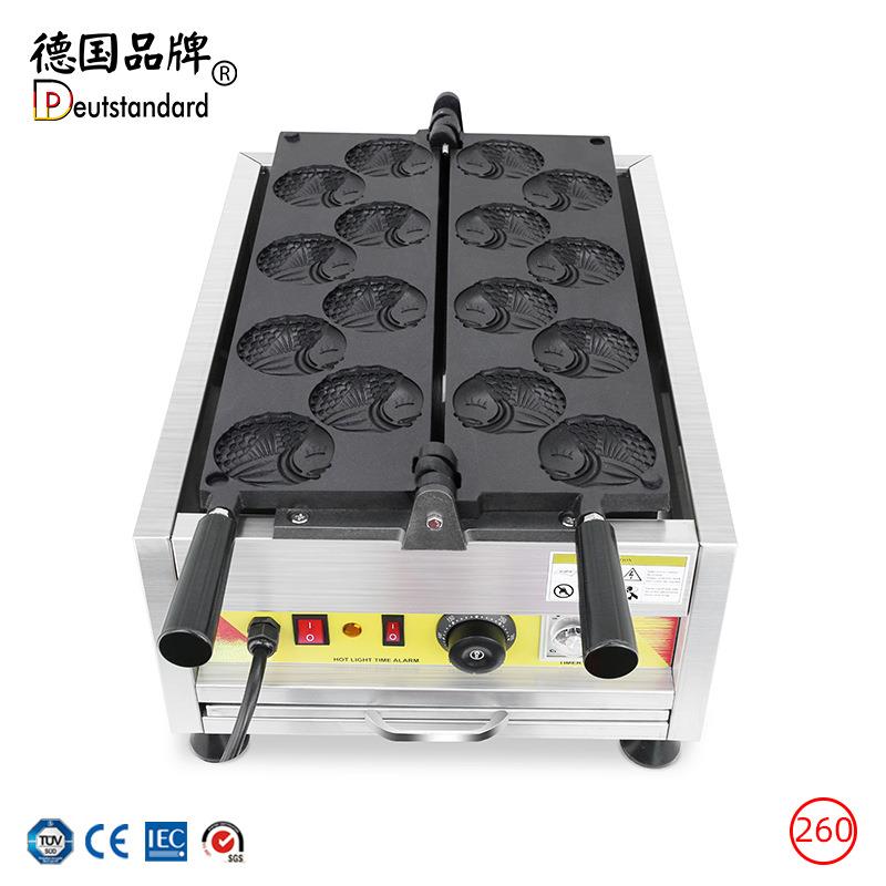 商用新款圆脸鲷鱼烧流芯内馅圆形微笑鲷鱼烧机器夹馅小吃烘培设备