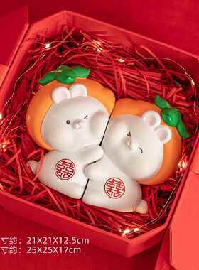 高档永礼不分梨抱鸭书挡桌面摆件可爱治愈系抱情侣送男女朋人友生