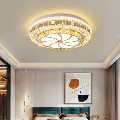 水晶吸顶灯LED厅灯卧室餐厅书房离线音语智723客能灯饰三色调变光