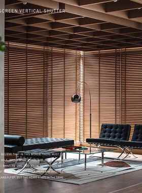 IYR仿古实木百叶窗F75T7JM5帘办公室客厅阳台室遮页光卧木制百帘