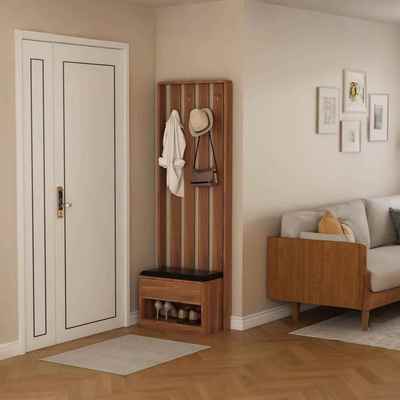 鞋柜换鞋凳挂衣架一体家用门口可坐鞋柜入户衣帽架试衣间实木凳子