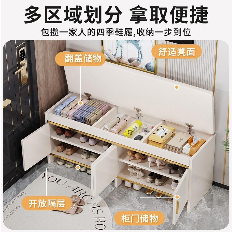 换鞋凳用轻佐致(收奢进门凳鞋入家户穿鞋凳可坐柜软包坐凳一体收