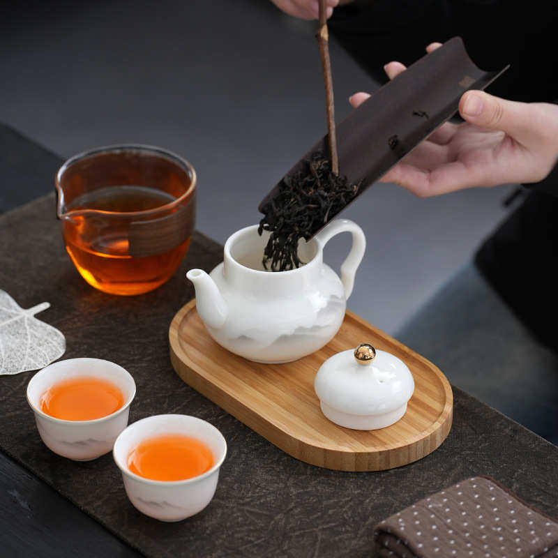客随身一壶快二杯旅游泡茶旅行装茶具便携式露营小套杯陶瓷壶户外