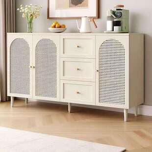 藤编家餐边柜现新代简约储物柜NCV式 用餐厅客厅茶水柜中厨房收纳