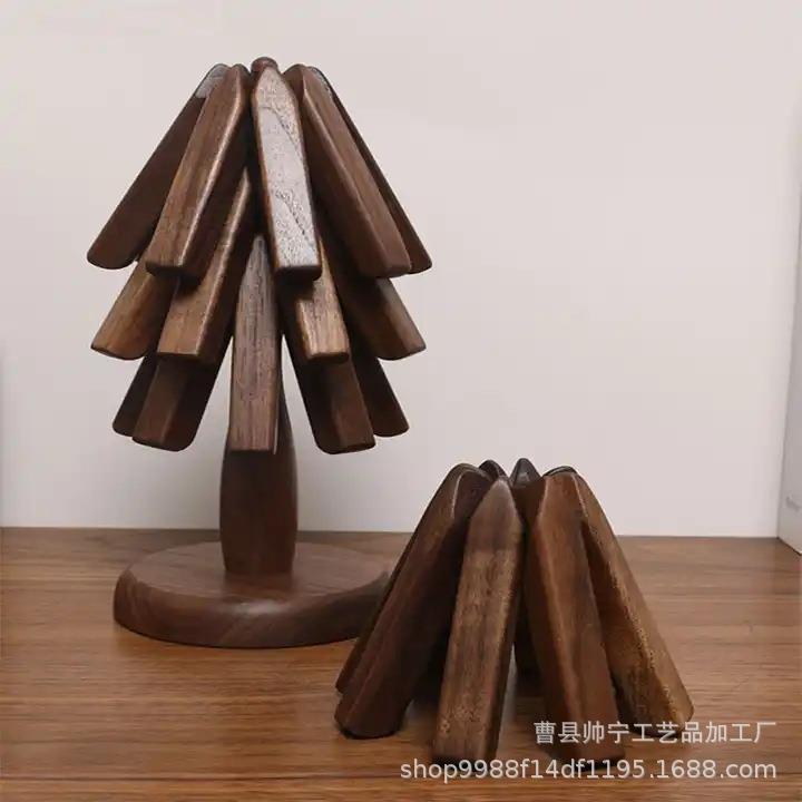 木制小树隔热餐桌摆件防烫隔垫创意发财树家用桌面装饰摆件垫子