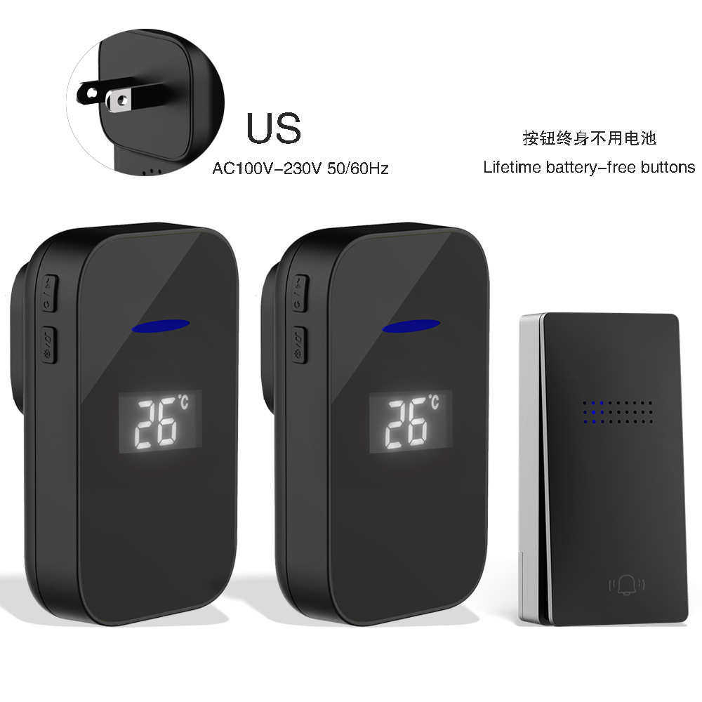 人无线温度一拖门铃时尚带简约自发器电二老家用厂家直销呼叫