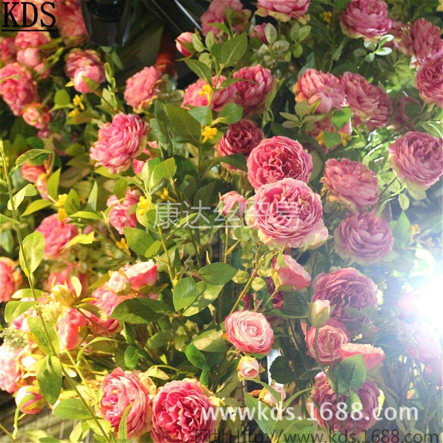 广州仿真玫瑰花墙 蔷薇藤蔓 仿真植物背景墙 胡桃里软装材料