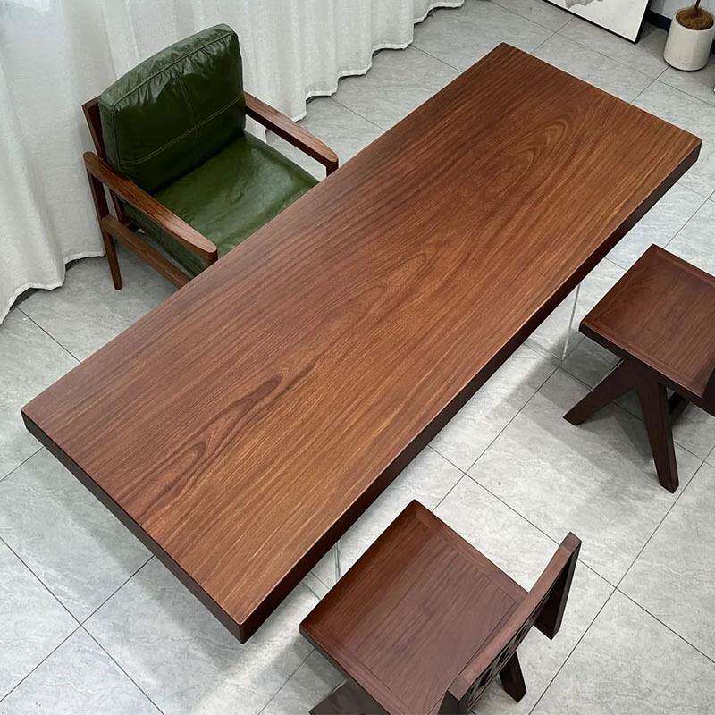 非洲柚木 黑胡桃色实木大板刚果花梨原木茶桌去客厅化接待桌餐桌