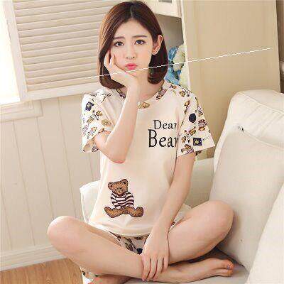 Pajama women summer short-sleeved shorts pure cotton two