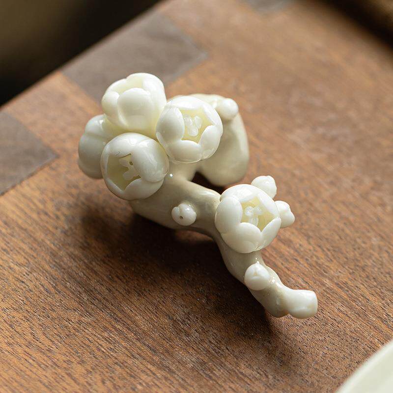 草木灰手作梅花摆件中国风茶渣斗粗陶水盂中式禅意花器茶具配件