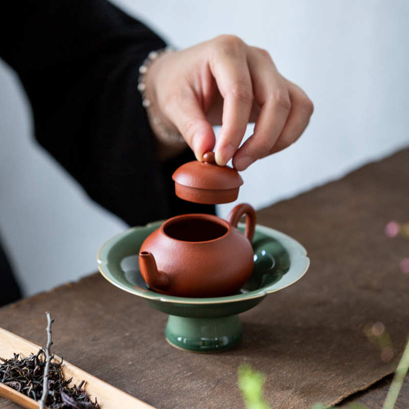 越窑青瓷陶瓷壶承家用禅意干泡台盖碗托功夫茶具配件茶壶底座托盘