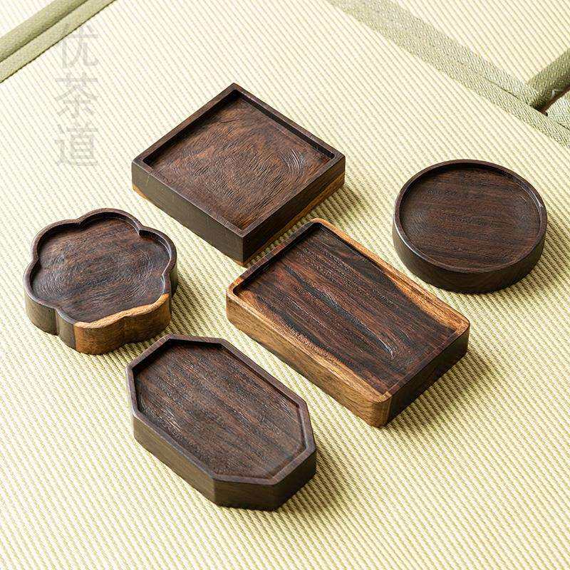 黑檀木整木壶承干泡台小茶台实木壶承茶壶托养壶垫茶盘