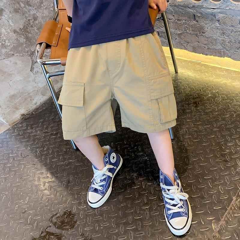 女童工装裤白色大口袋短裤夏季2025新款儿童休闲裤薄款中大童中裤
