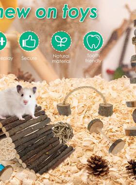 Hamster Toys Set Rabbit Mouse Natural Small Animal Wood Guin