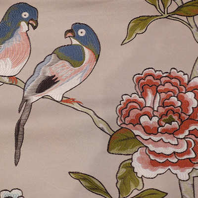 新中式花鸟高精密提花面料沙发布坐垫抱枕红木家具织锦缎面料批发