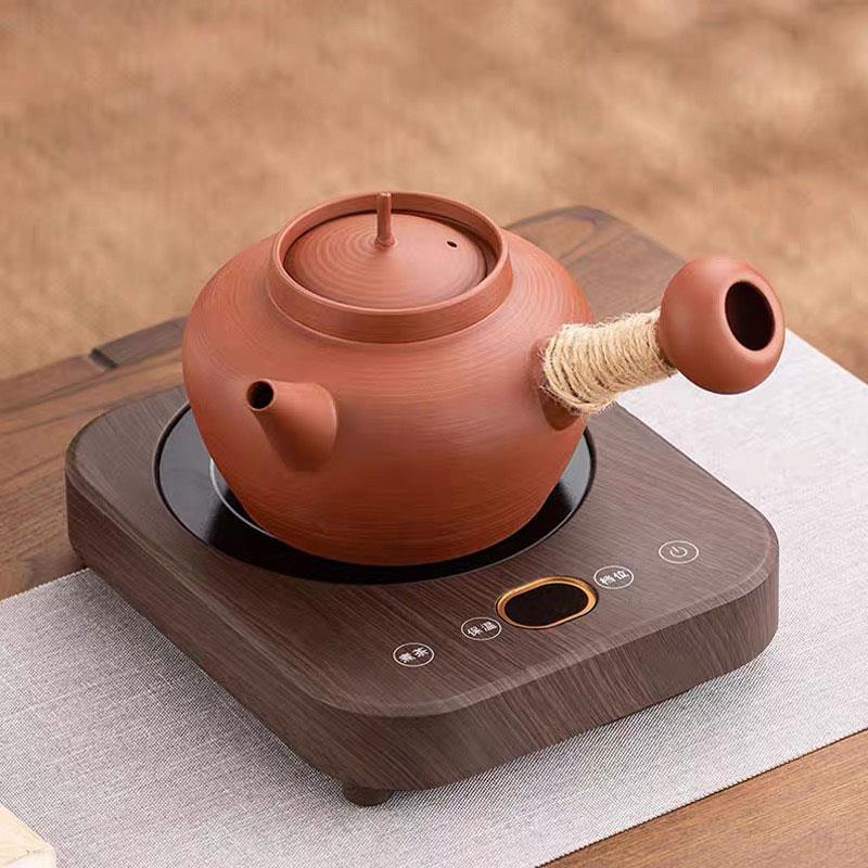 潮州砂铫壶耐高温侧把红泥煮茶壶黑晶炉煮茶器套装围炉煮茶烧水壶