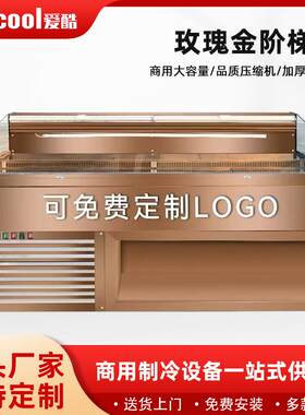 商用自助海鲜明档阶梯展示柜冰台火锅明档烤肉两用冷藏保鲜冰柜