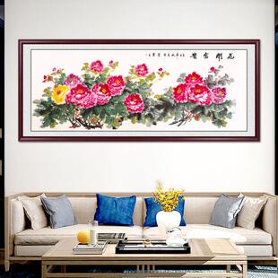 花开富贵客厅装饰画牡丹花鸟国画手绘真迹挂画中式沙发背景墙壁画