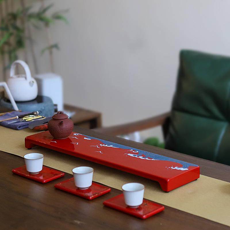 大漆器茶具中式简约实木小茶台干泡盘 天然大漆电木手工茶盘