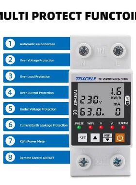 63A Tuya WiFi Smart Earth Leakage Over Under Voltage
