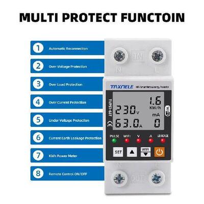 63A Tuya WiFi Smart Earth Leakage Over Under Voltage